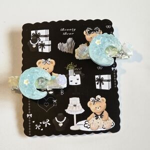 Cute Blue Moon Hair Clip Set